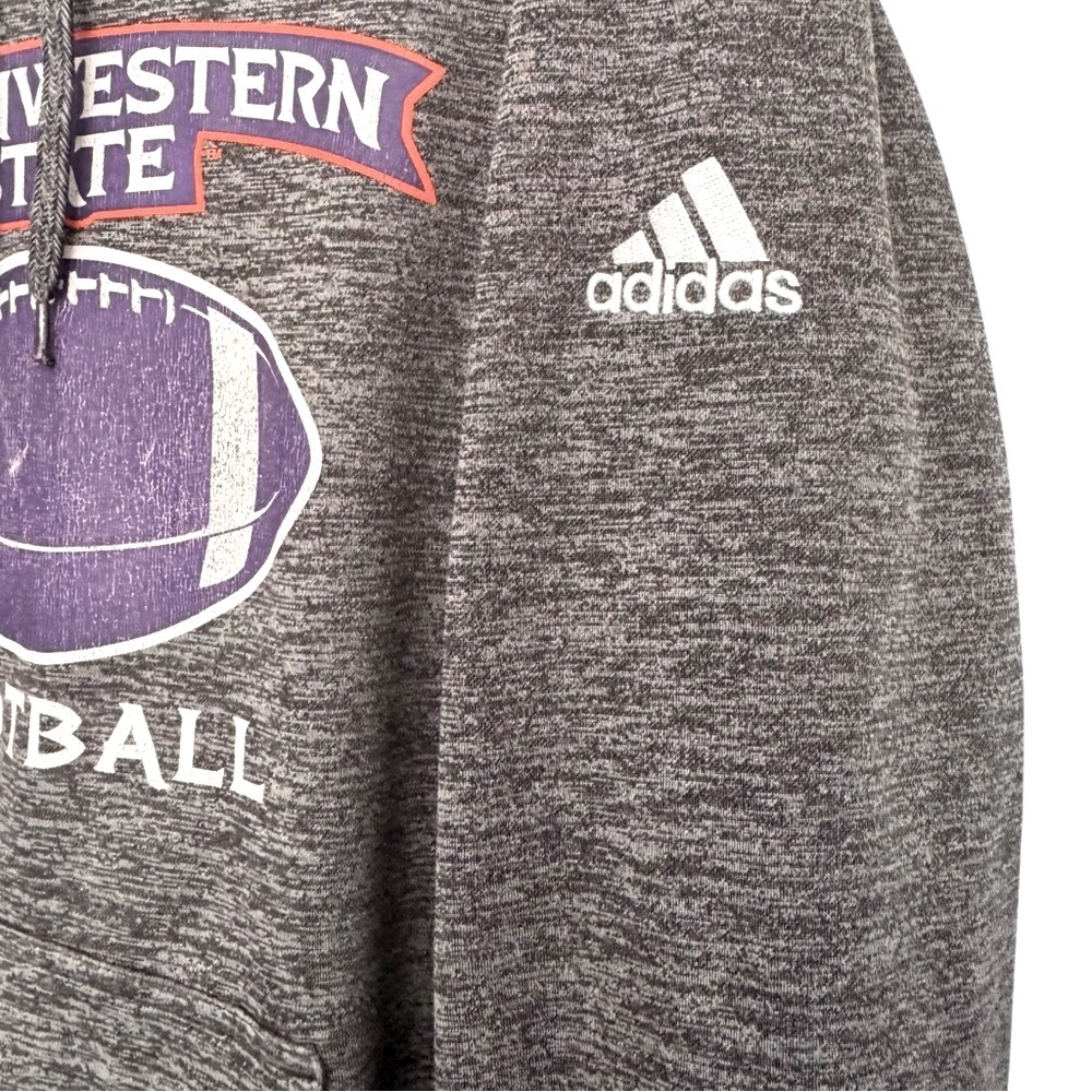 NSU Size XL Adidas Northwestern State University Gray Polyester Hoodie w/Pockets - Picture 4 of 6